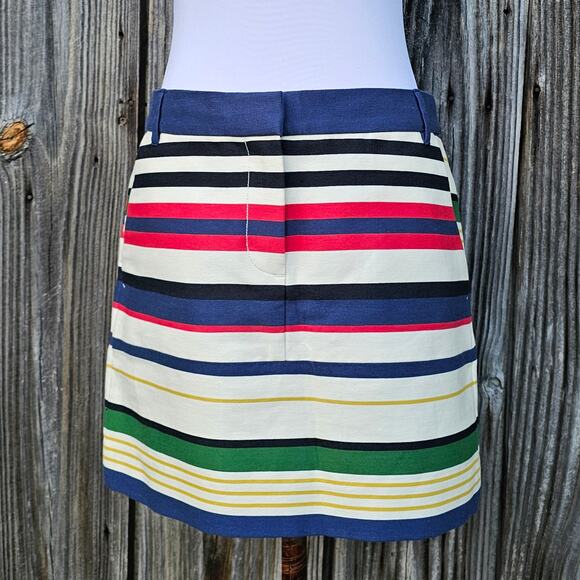 Bold Striped Mini Skirt J. Crew Size 2 Nautical Multi Stripe Primary Kidcore NWT - Picture 1 of 9